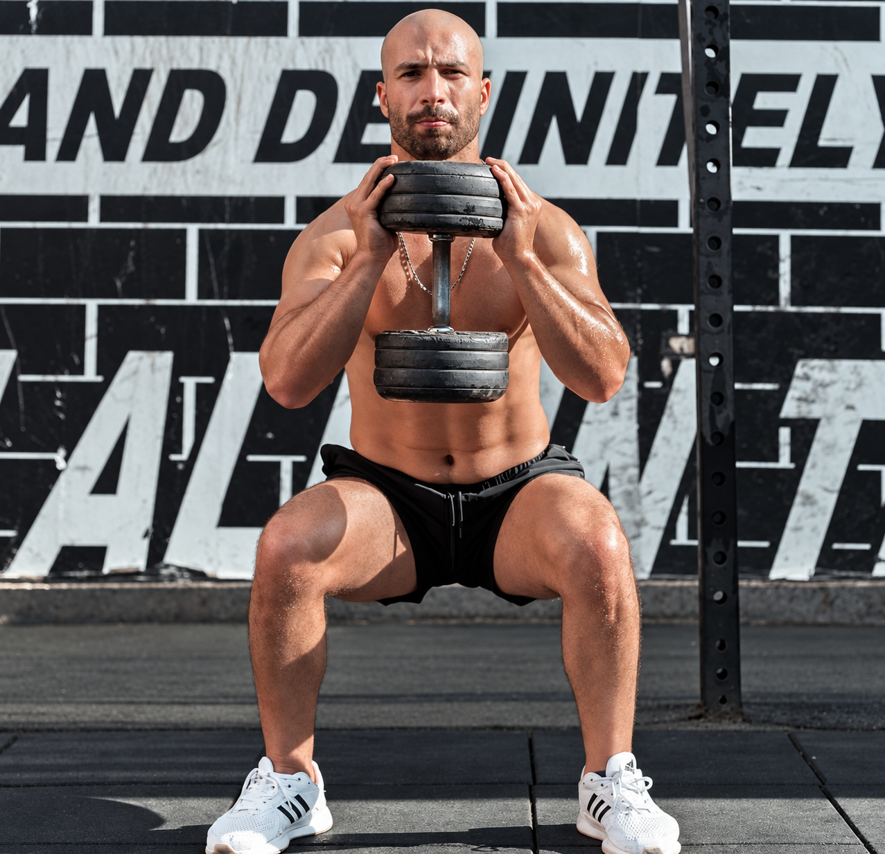 Mohamed Ismail training with a dumbbell